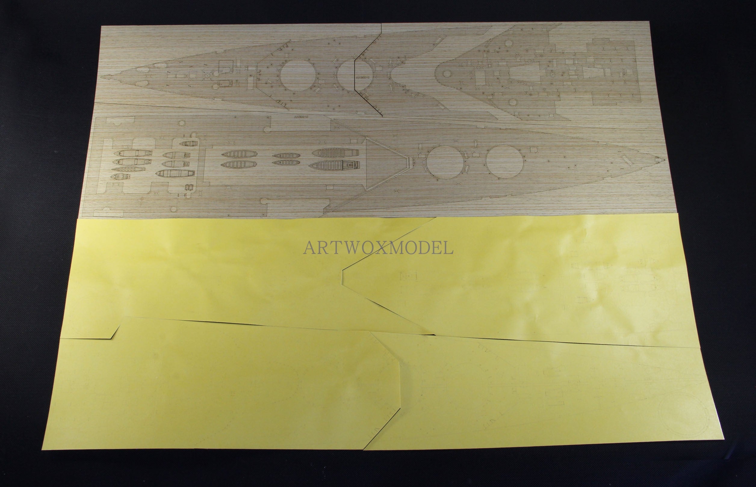 Artwox model wooden deck for Trumpeter 03710 British Navy hood 3M battleship PE cover paper PE deck AM30003A