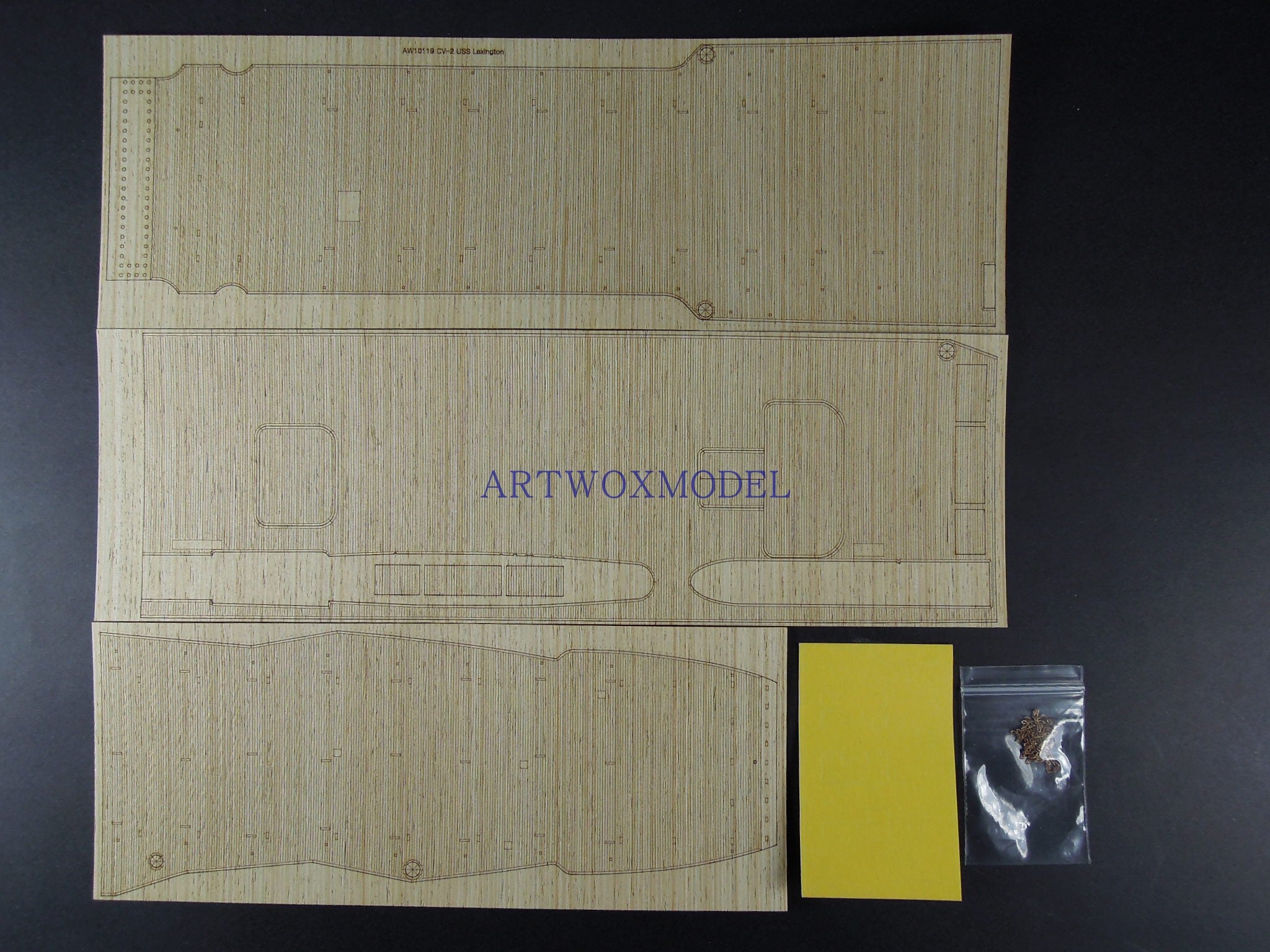 Artwox model wooden deck for Trumpeter 05608 US CV-2 Lexington Aircraft Carrier 1942 Wood Deck AW10119