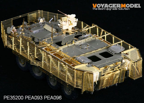 Voyager PE35200 M1126 "Stryker" wheeled armoured transport vehicle with additional fence armor kit