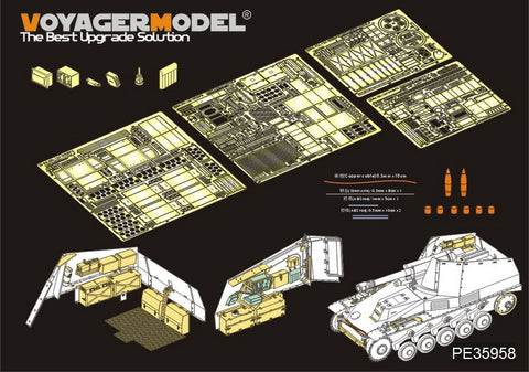 Voyager Model Metal Etching Sheet PE35958 World War II German Sd.Kfz.124 bees self propelled howitzer basic components (including shells)