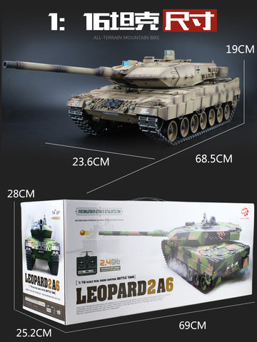 HengLong 1 to 16 large tank simulation German Leopard 2A6 metal remote tank climbing toy model 2.4G