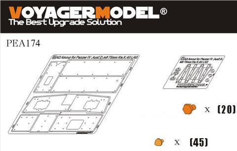 Voyager PEA174 4 chariot D (Kw.K.40 L/43) vehicle body additional armor modification used for etch