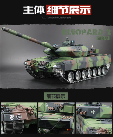 HengLong 1 to 16 large tank simulation German Leopard 2A6 metal remote tank climbing toy model 2.4G