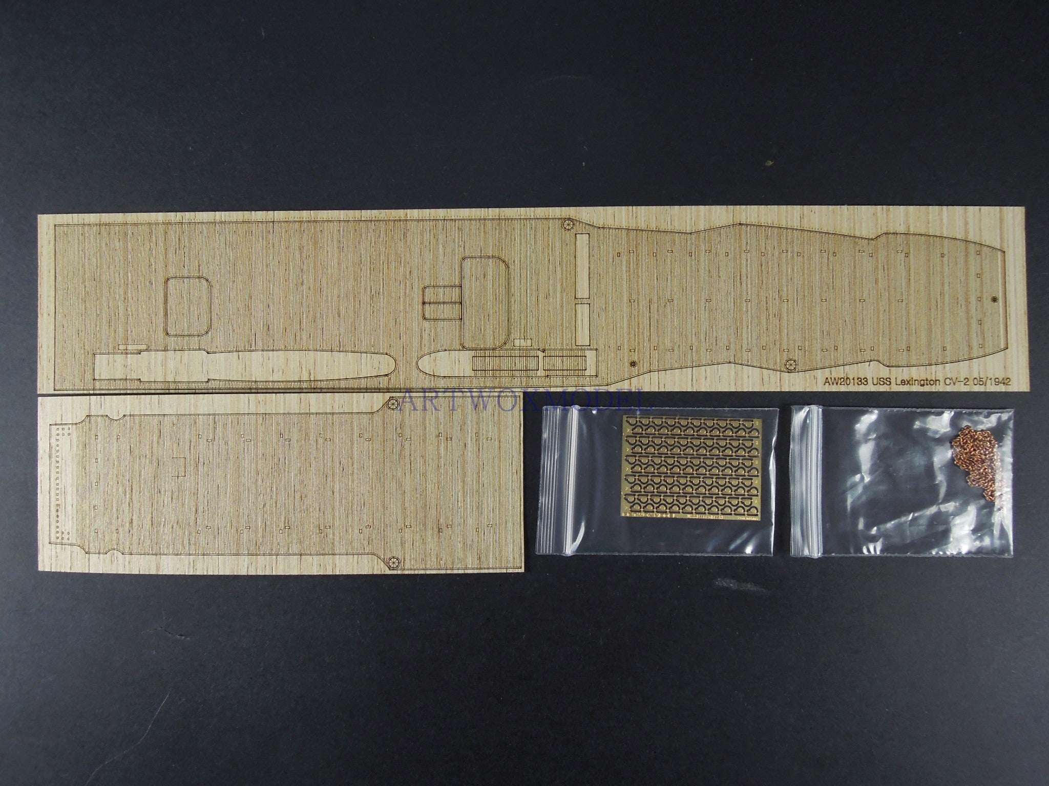 Artwox model wooden deck for trumpeter 05716 U.S. CV-2 aircraft carrier Lexington 1942 wooden deck AW20133