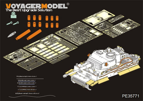 Voyager model metal etching sheet PE35771 6 heavy duty vehicle tiger type upstage upgrading metal etching parts for wheat fields