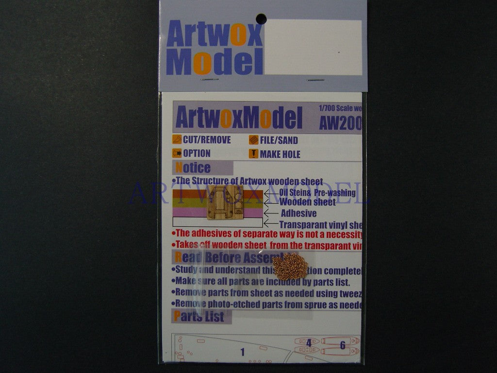 Artwox model wooden deck for Trumpeter 05790 German Z-28 destroyer 1945 wooden deck AW20094