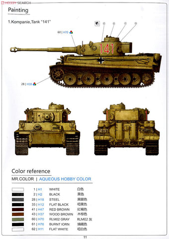 Rye Field 1/35 scale model RM5001 No.6 heavy combat vehicle tiger pre stage "Tunisia 1943"