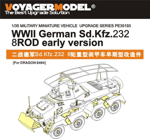 Voyager model metal etching sheet PE 35193 SD. kfz.232 8 - wheeled armored reconnaissance vehicle pre-upgrade metal etching kit