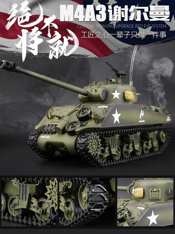 HengLong 1/16 full Simulation of World War II American M4A3 Sherman Model 2.4G remote controlled Metal Tank tracked vehicle