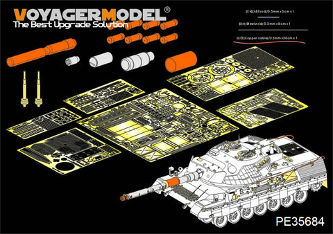 Voyager Model etching sheet PE35684 Modern German Leopard 1A5 main battle tank(including smoke bomb, barrel, antenna)