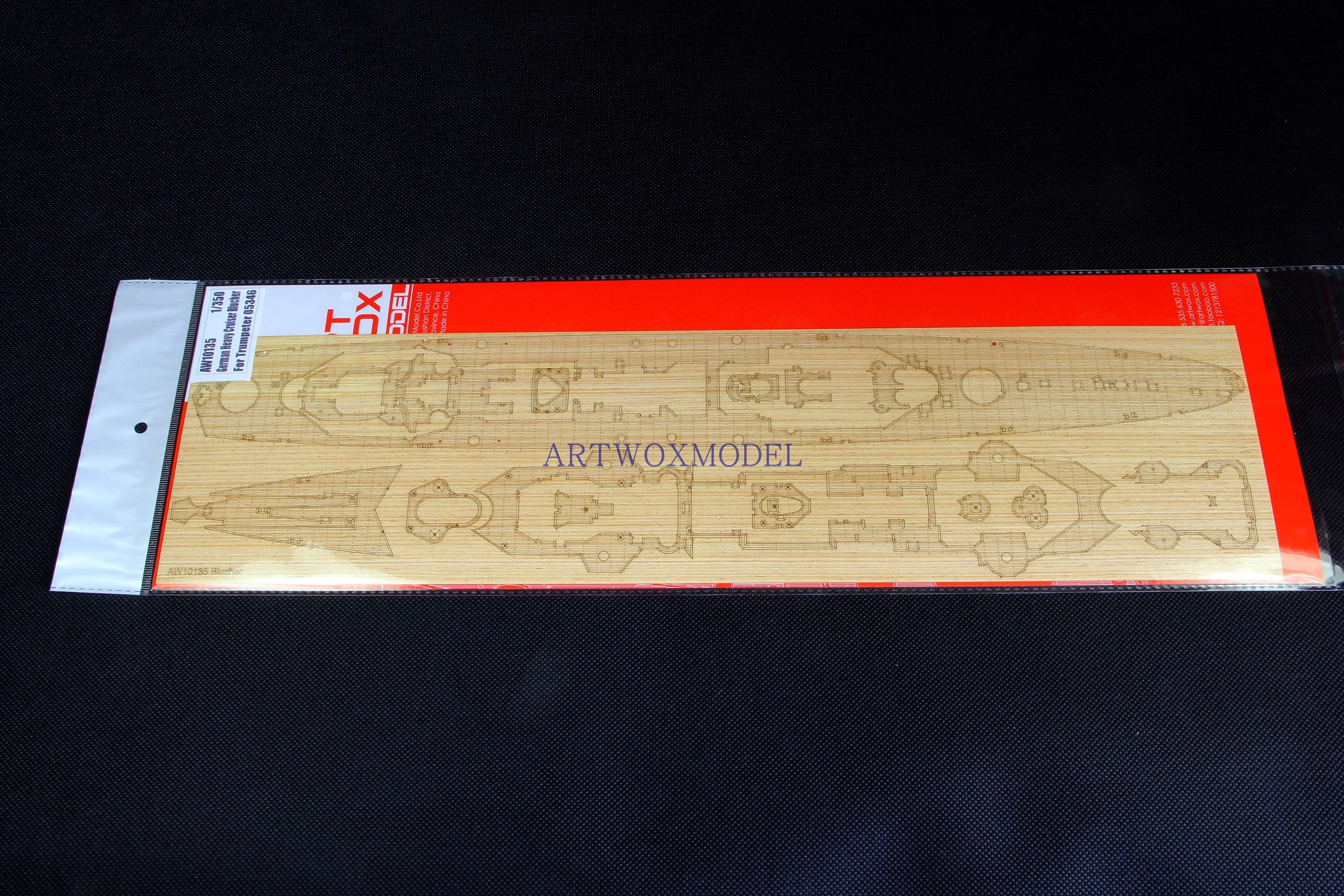 Artwox model wooden deck for Trumpeter 05346 German Navy bruncher heavy cruiser wooden deck AW10135