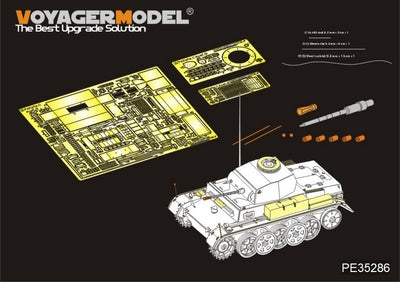 Voyager model metal etching sheet PE35286 World War II Germany II G VK901 light tank reconstruction(with metal barrel)