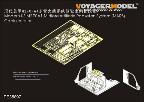 Voyager model metal etching sheet PE35897 modern military M270/A1 multi rocket system cab internal transformation