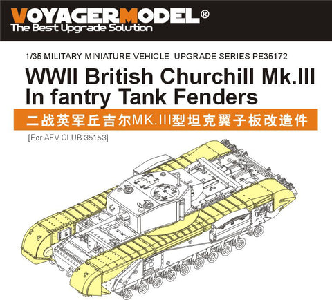 Voyager PE 35172 Churchill MK. iii infantry tank fenders modified metal etchings