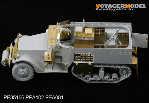 Voyager model metal etching sheet PEA102 M4 81mm motor mortars semi crawler armored vehicle with metal etchant in ammunition box