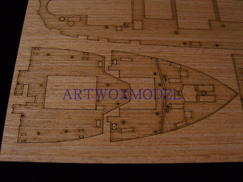 Artwox model wooden deck for Hasegawa 40028 Japan Glacier Maru Post Ship Wood Deck AW10048