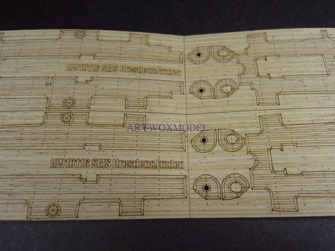 Artwox model wooden deck for Revell 05500 German Dresden and SMS Emden Deck AW10116