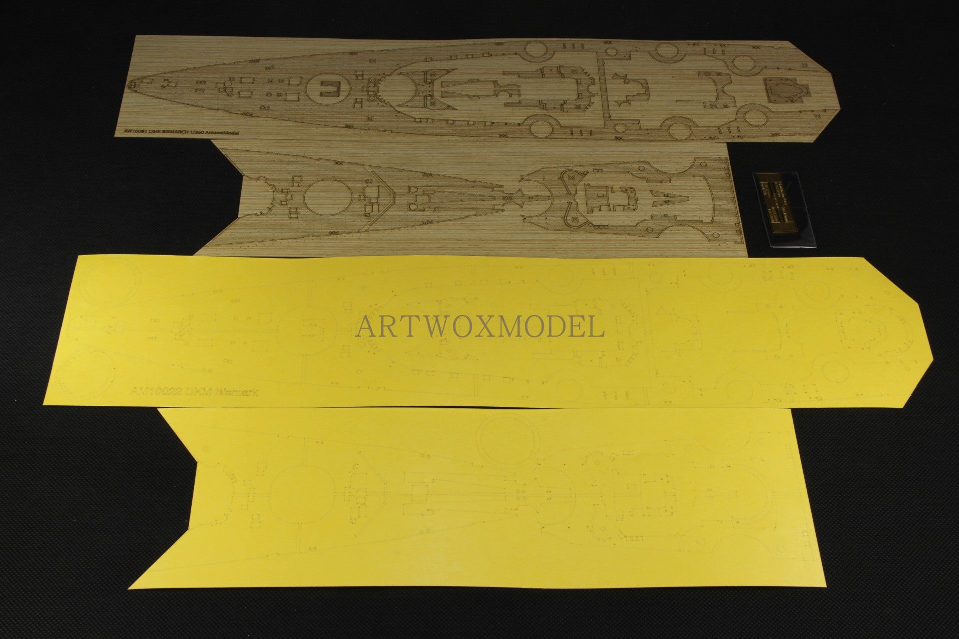 ARTWOX Model Wooden Deck for Revell05040 German Bismarck Battleship Wood Deck PE 3M Cover Paper AM10022A