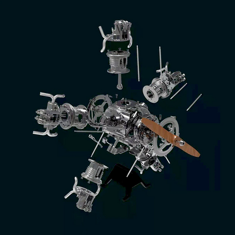 KNL Hobby 5 Cylinder Radial Engine Model Kit TECHING 1: 6 Full Metal fighter Engine DM105